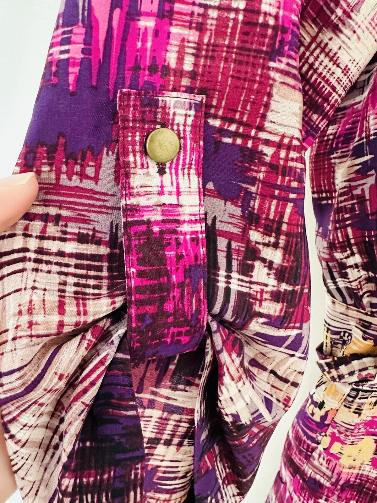 NWOT Presley Skye V-Neck 3/4Sleeve Knee Length PocketsColorful Purple Dress XS