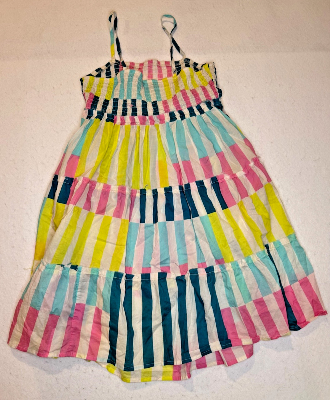 Torrid Tiered Smocked SunDress Size 2 Multicolor Rainbow Striped Cotton Resort