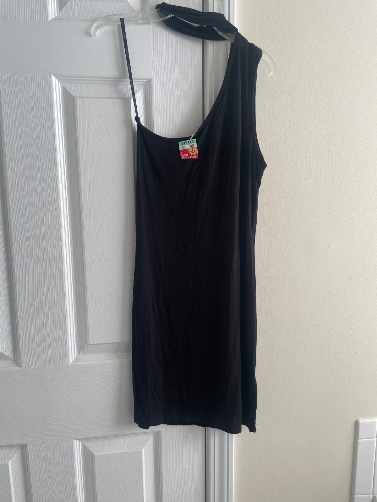 NWT Papaya black asymmetrical one-shoulder mini dress