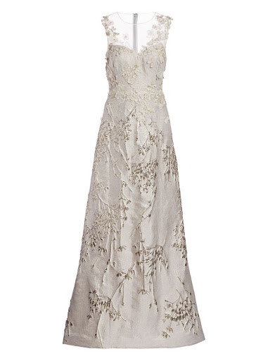 TERI JON Sleeveless Metallic Floral Applique Gown (size 6)