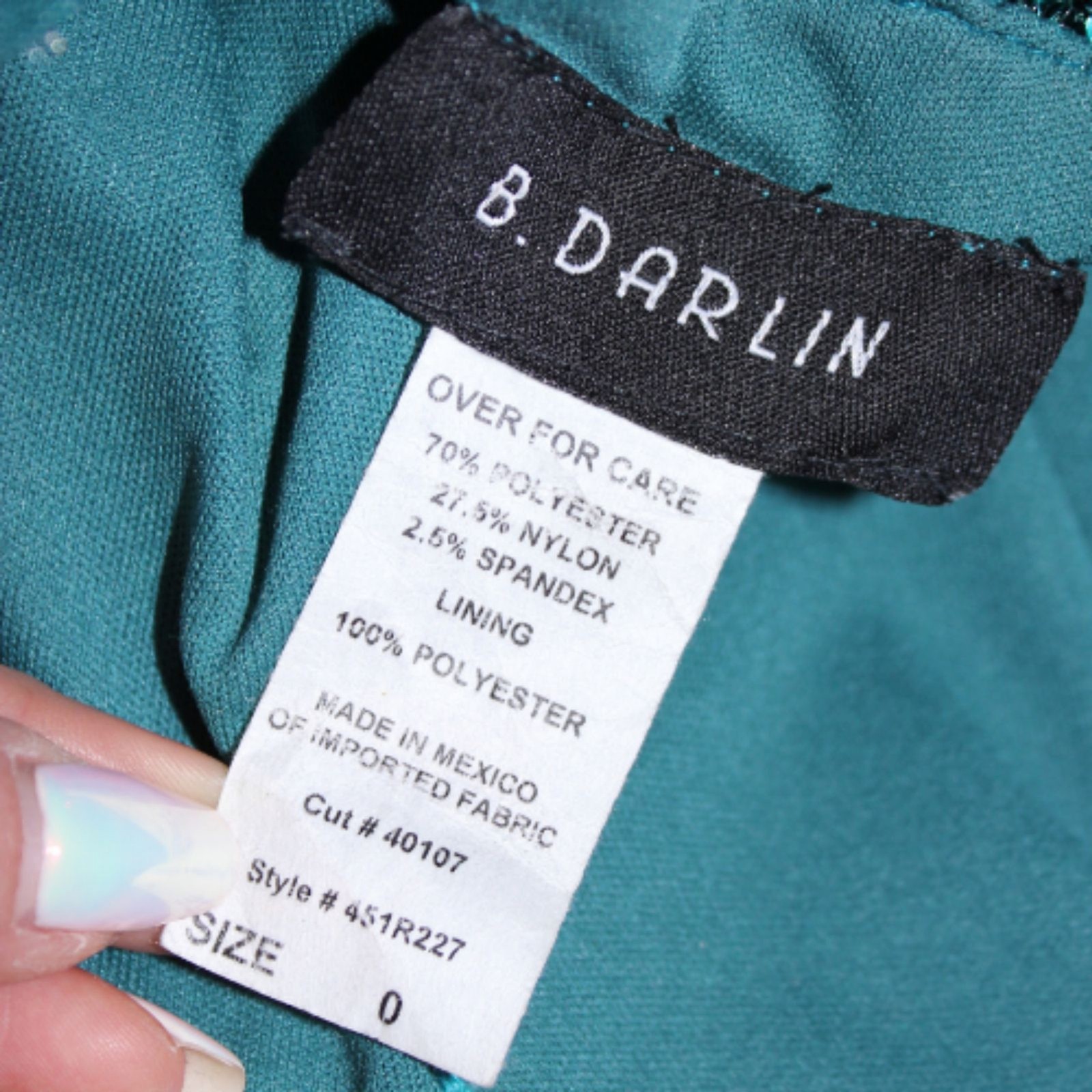 B Darlin Teal Sequin Mini Dress Size 0 Sparkly Party Cocktail Dress