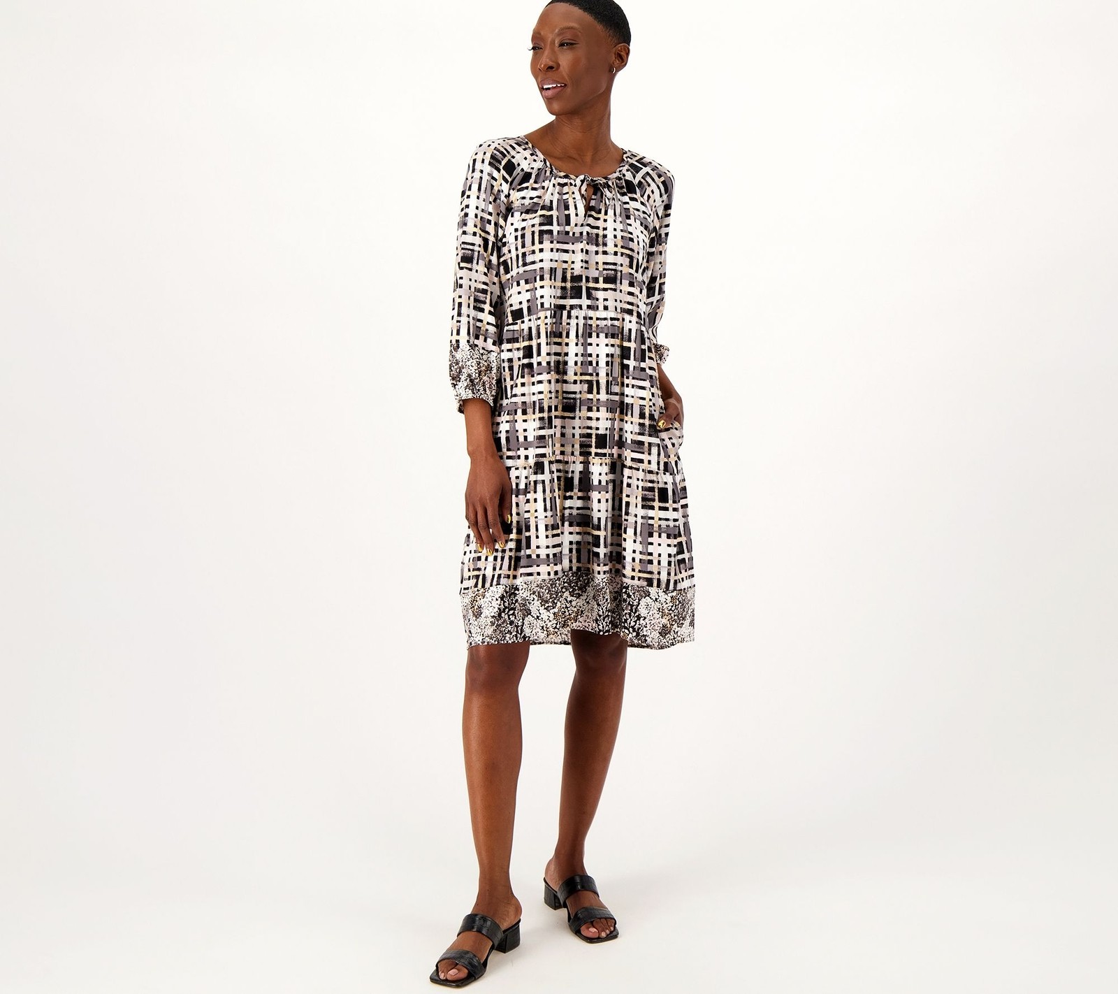 Isaac Mizrahi Live! Isaac Mizrahi Live Regular Twin Printed Hi-Low Dress Neutral