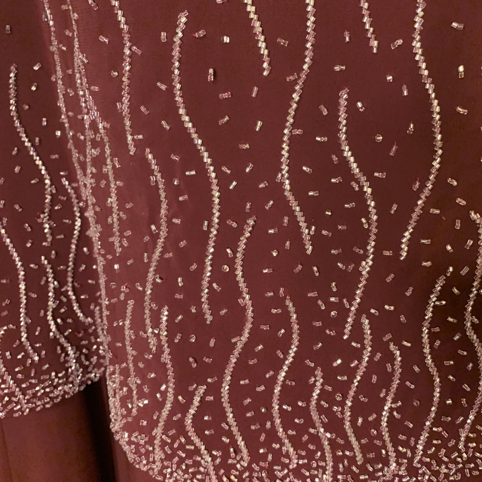 Sleeveless Full Length Lined Gown, Please See Measurements, Maroon, Beading