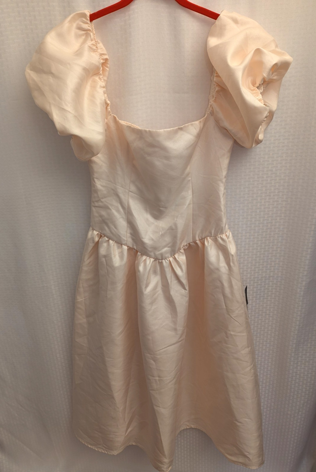 Lulus Women’s Size Large Charm Cream Taffeta Puffed Sleeve Midi Dress