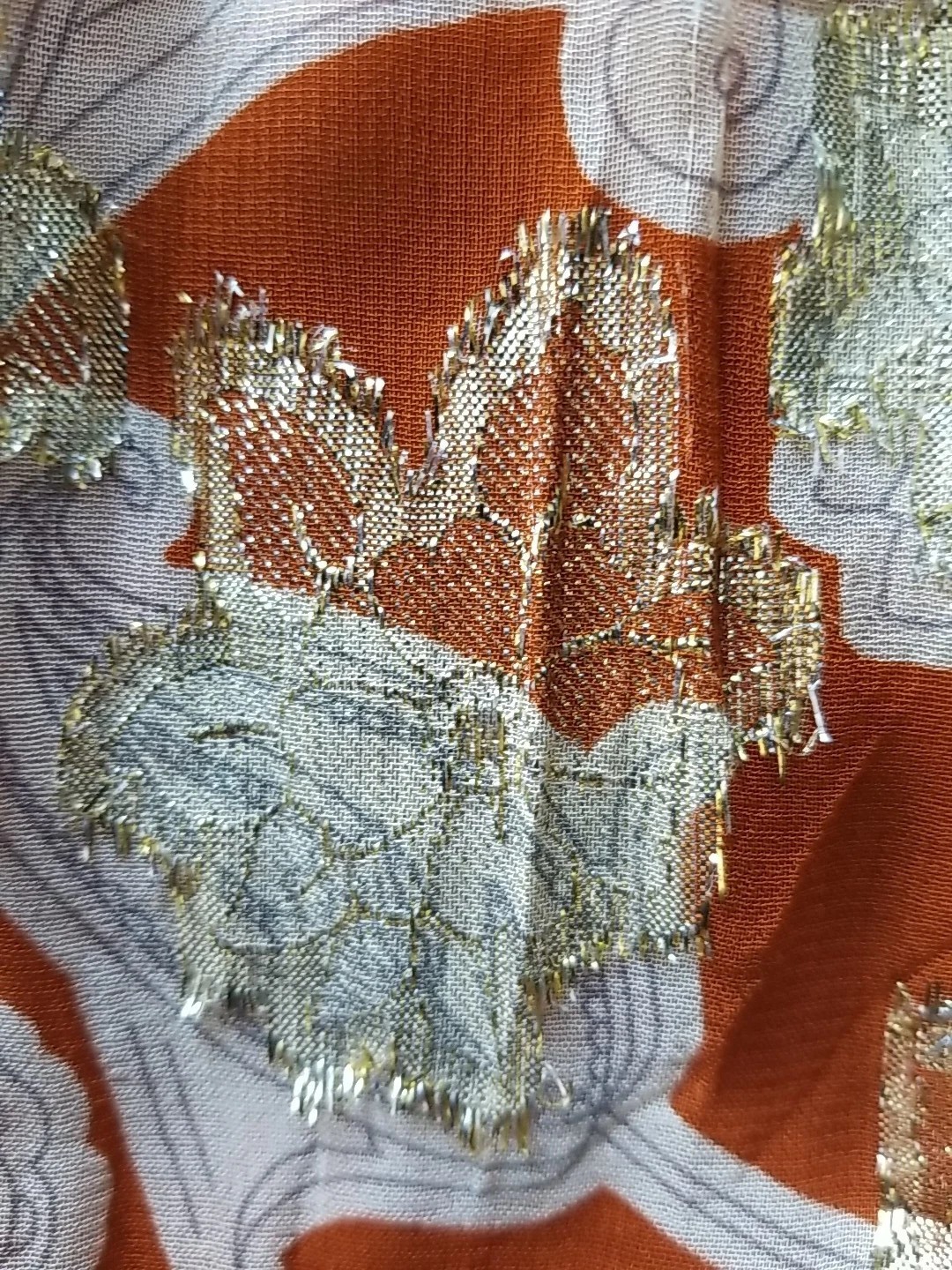 Boden Smocked Jacquard Maxi Dress Rust Copper Paisley Gold Metallic US 8 EUC