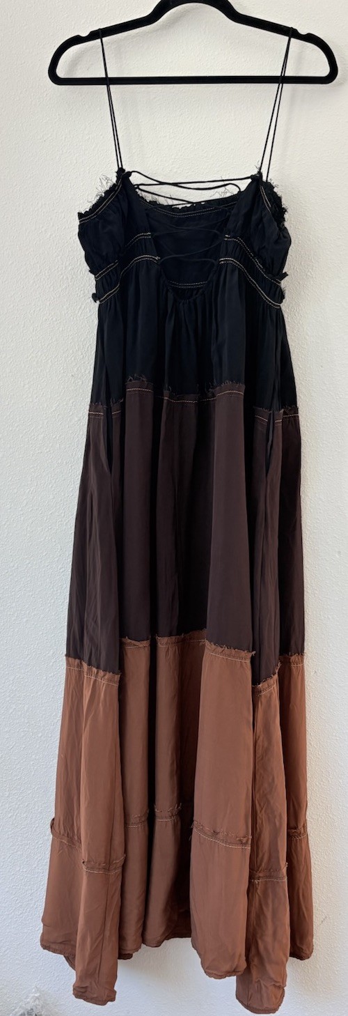 Zara Desert Collection 2019 Colorblock Dress Maxi Slip Bohemian Size Small Brown