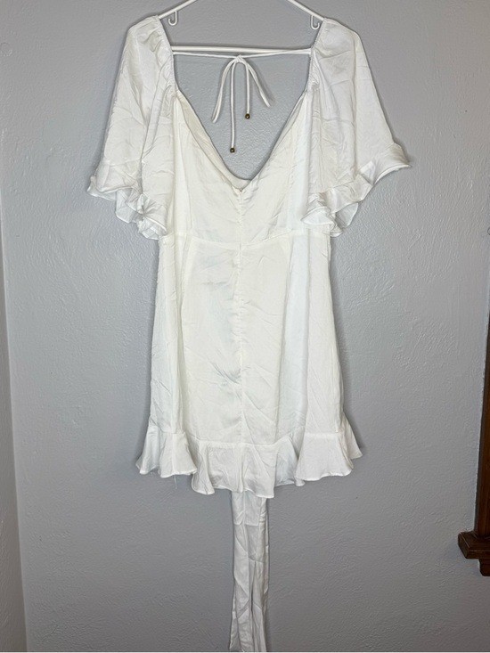 Selfie Leslie Hand in Mine White Tie-Back Ruffle Wrap Mini Dress NEW Size US 10