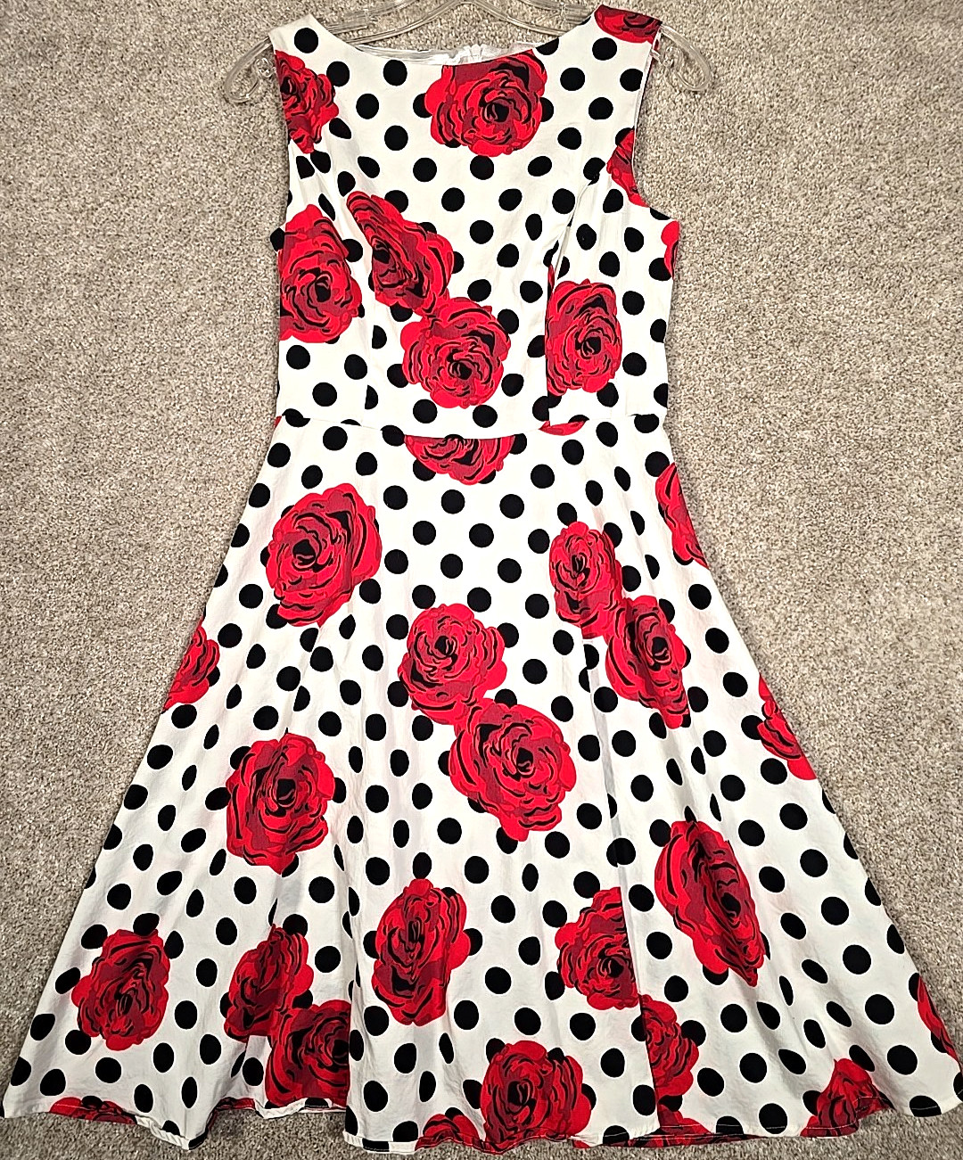 Gardenwed Fit & Flare Sundress Dress Whimsical Floral Polka Dot Stretch Women S