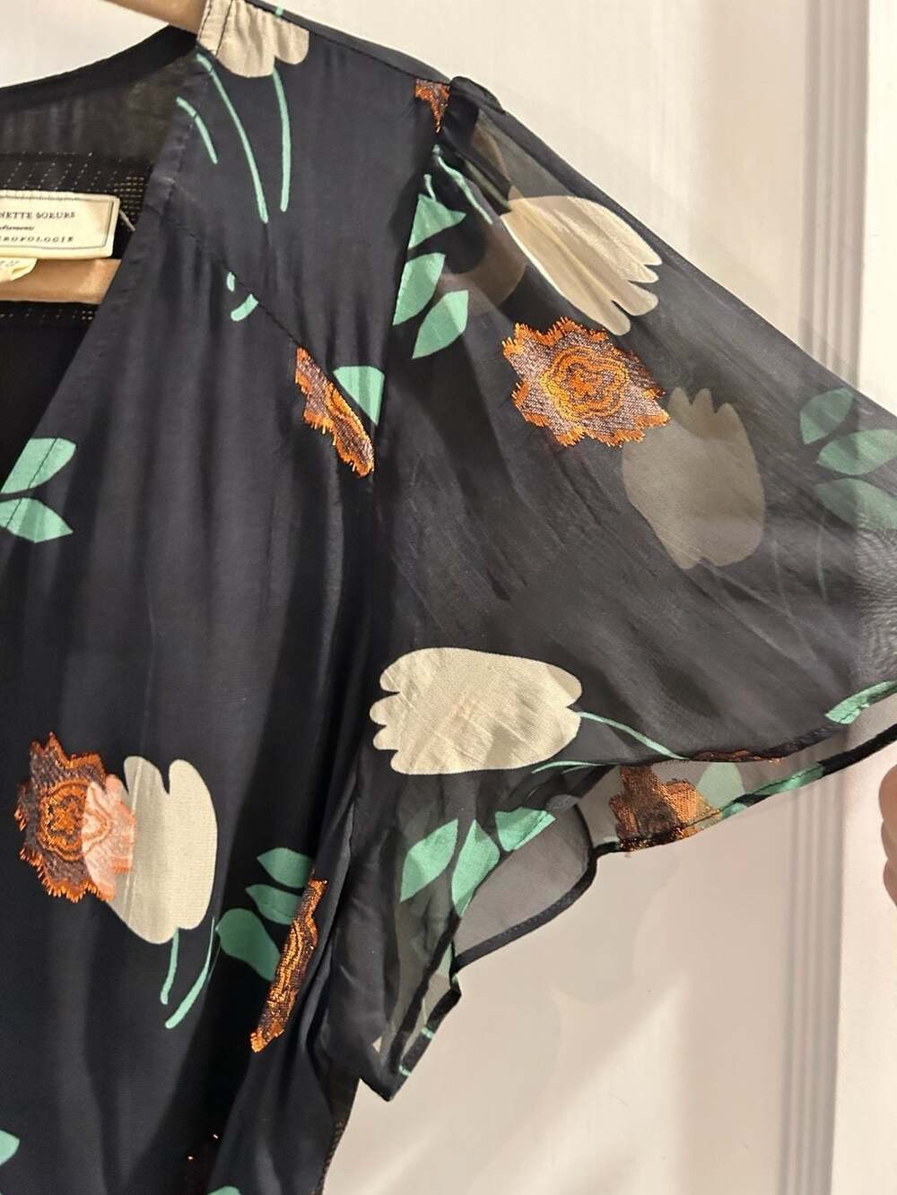 Moulinette Soeurs Anthropologie Ciao Bella Mixed Media Floral Lace Wrap Dress