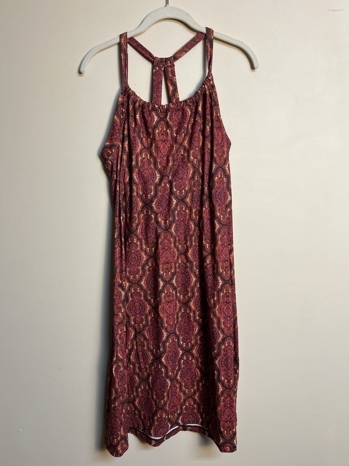 Prana Women’s XL Halter Dress Built-in Bra Stretchy Boho Comfort Hiking Beach