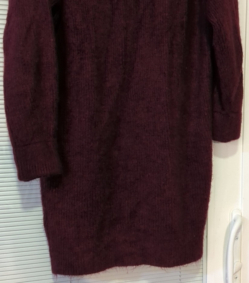 Express Ribbed Cowl Neck Shift Sweater Dress Small GUC Maroon Jewel Tone