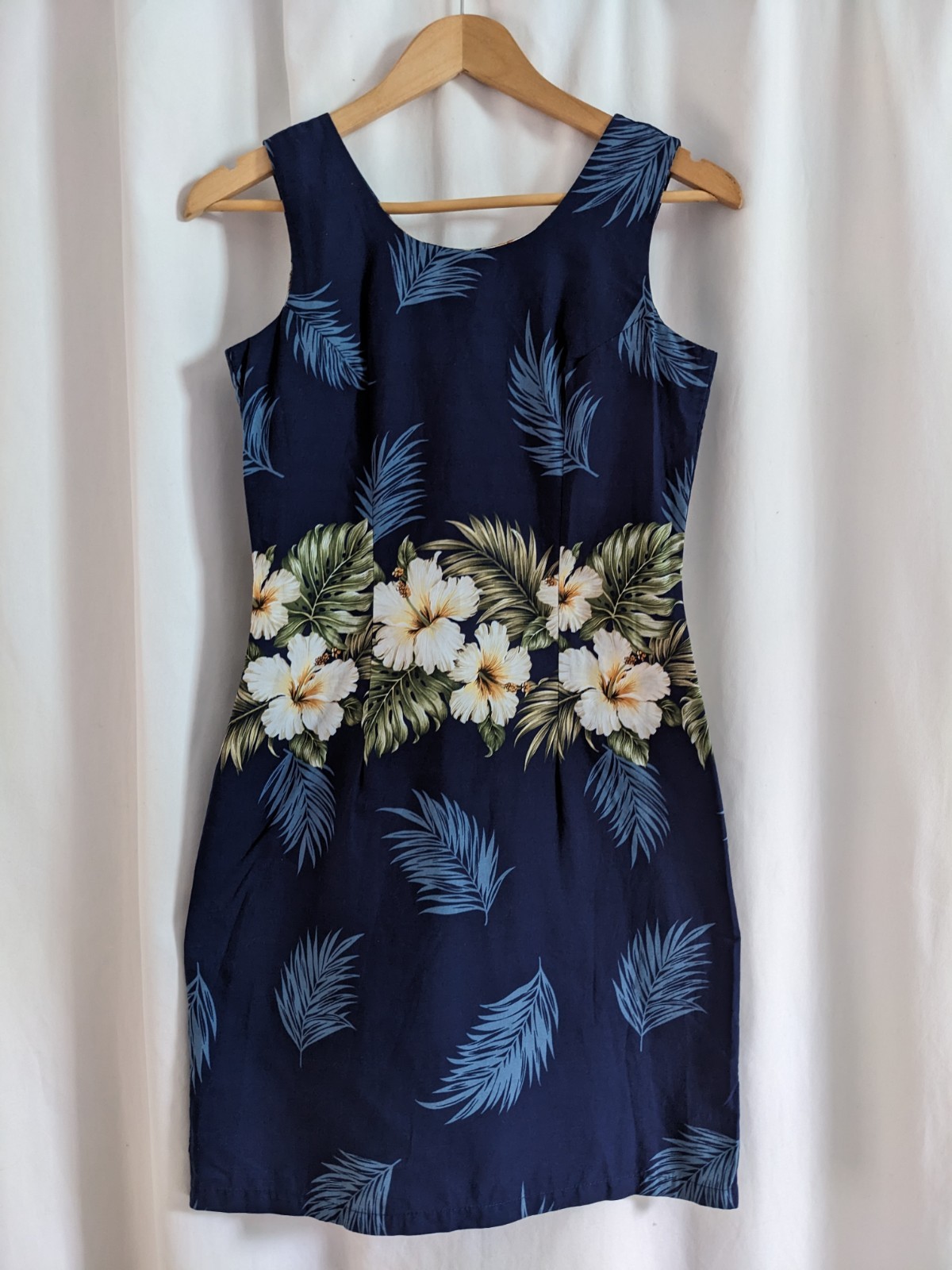 KYS Hawaiian Floral Cotton Island Resort Shift Dress Made in Hawaii Hibiscus Sm