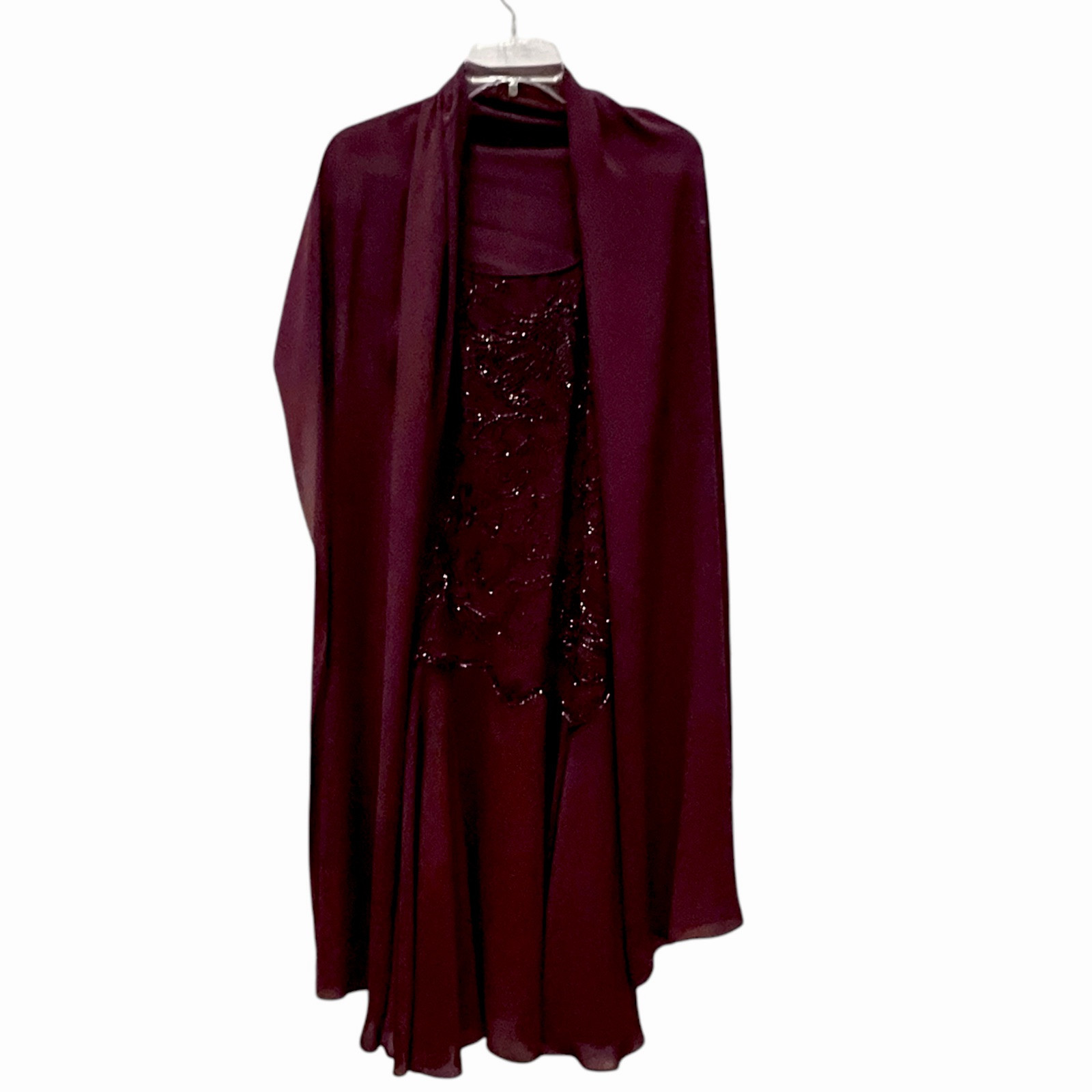 1920s Style Plum Beaded Flapper Dress Spaghetti Strap VTG Jack Bryan S 32” Chest