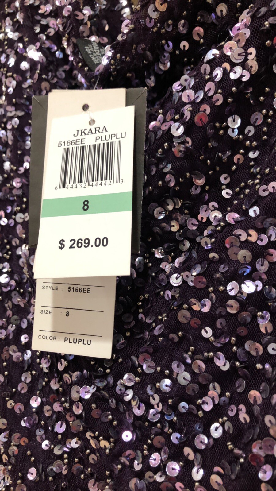 Formal Dresses Size 8 JKara Evening Maxi Gown Purple Sequin Mother of Bride NEW