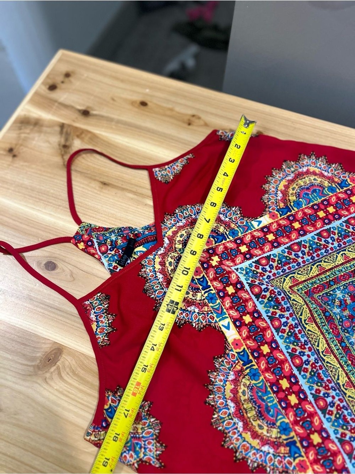 BeBop Red Boho Print Spaghetti Strap Mini Dress