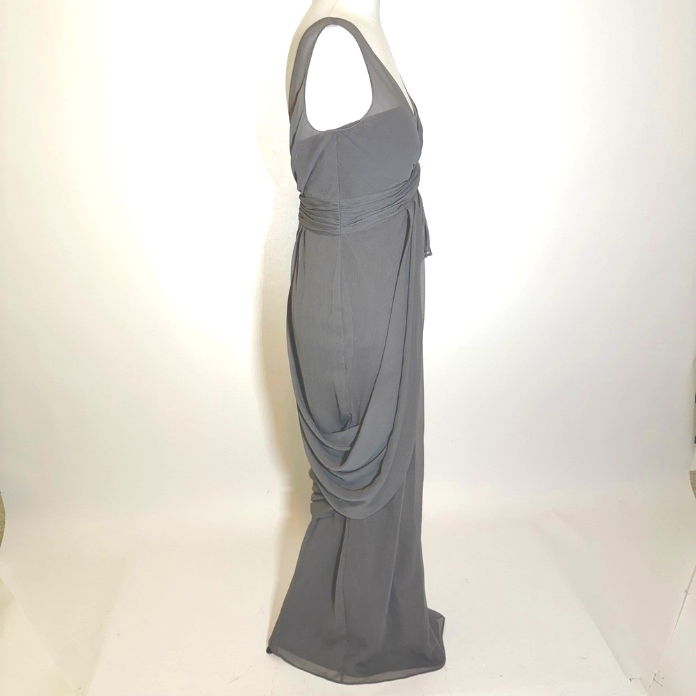 Vera Wang Gray Illusion Bridesmaid Draped Formal Gown Size 6 VW360027 Prom