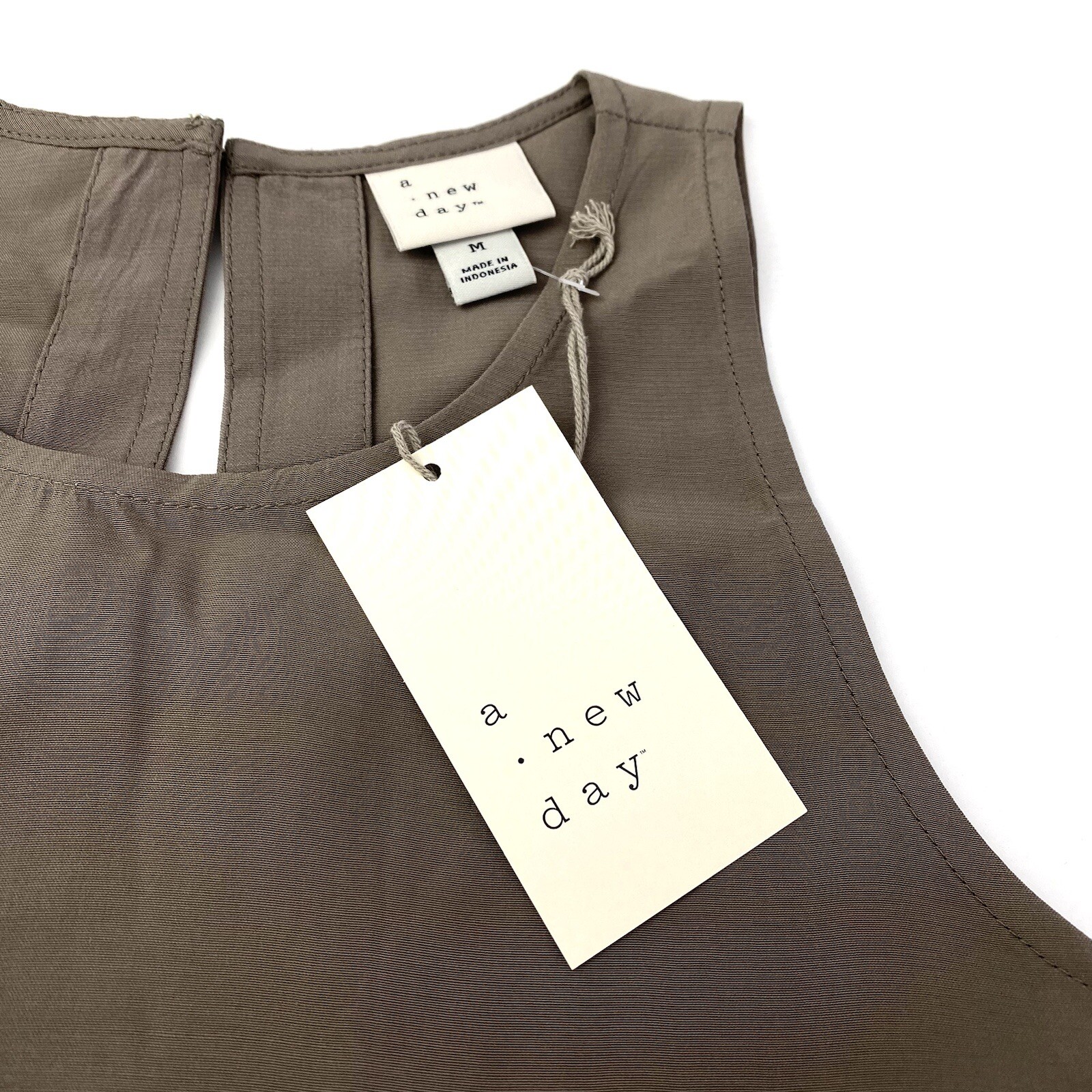 A New Day Womens Size M Midi Sleeveless Bodycon Dress Keyhole Back Brown