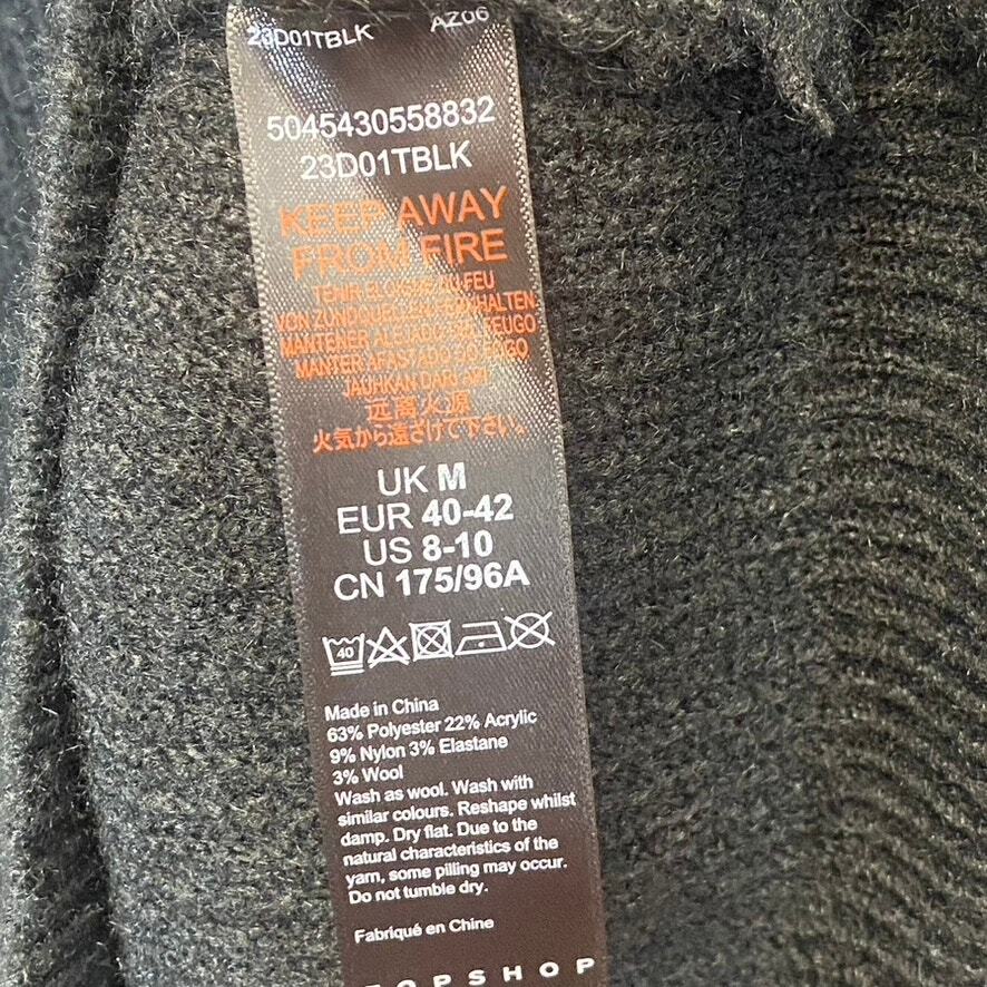 TOPSHOP Women’s Solid Black Crewneck Knit Mini Sweater Dress SZ 8-10 (M)