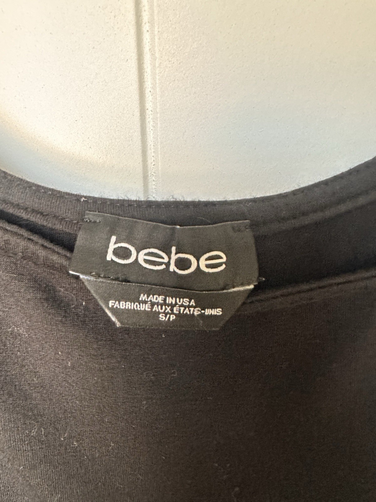 bebe Women’s Black Solid Bodycon Mini Dress Sleeveless Round Neck Size S/P