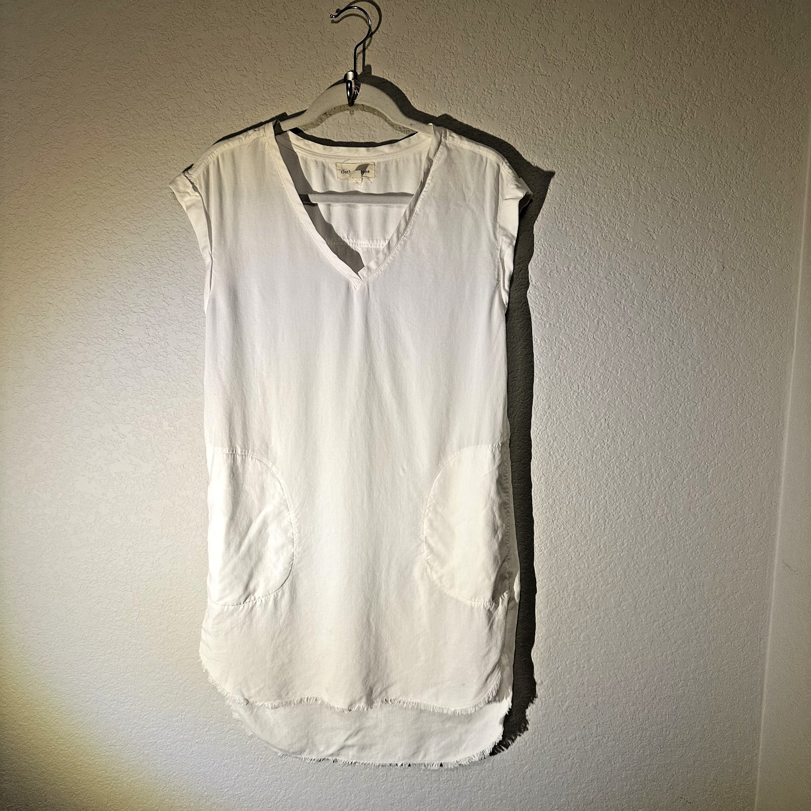 Cloth & Stone Dress 100% Tencel with Pockets White Cap Sleeves Coverup