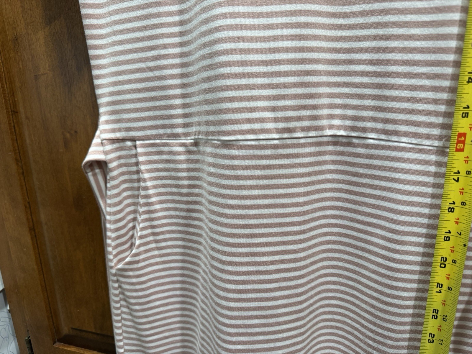 Women’s New Medium Merokeety Dress Pink & White tie Stripe Short sleeve, pockets