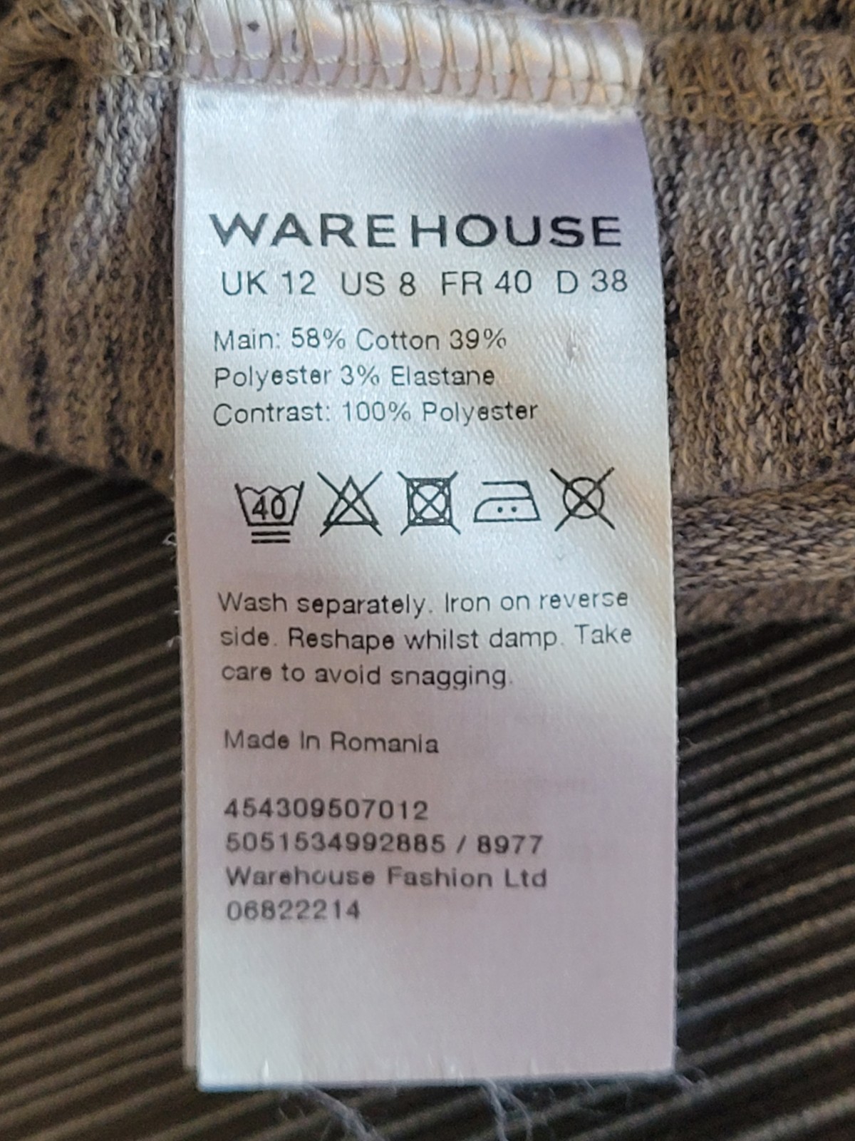 Warehouse Stretch Jersey Dress, Ladies Size 12, blue mix,Sleeveless,Collared,Vgc