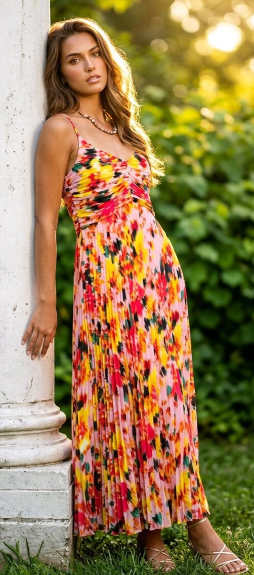 Nanette Lepore Maxi Dress Pleated Lined Wedding Guest Modern Sexy Modern Size 12