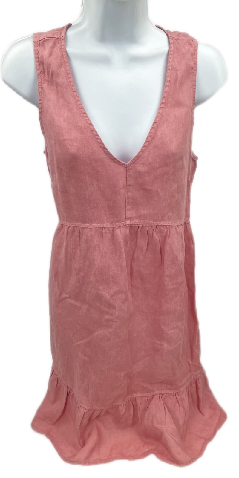 Medium Cynthia Rowley Pink Linen Sun Dress Shift Loose VNeck Sleeveless