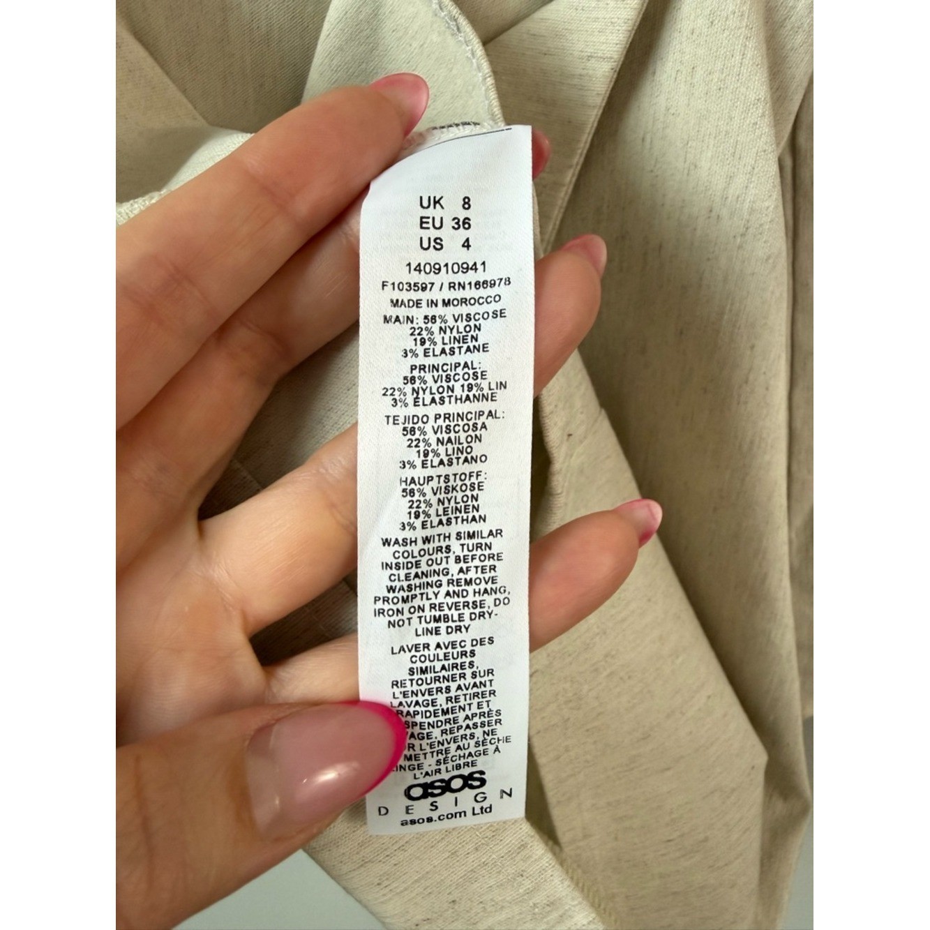 ASOS Design Bengaline Open Back Mini Dress Oatmeal 4