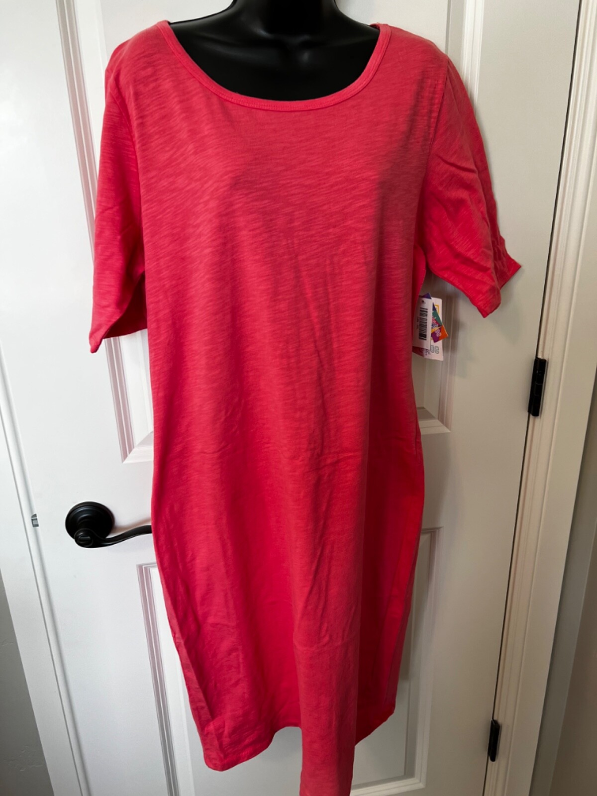 GORGEOUS! 2XL NWT LULAROE T-SHIRT Dress JULIA SOLID HEATHERED CORAL PINK STRETCH