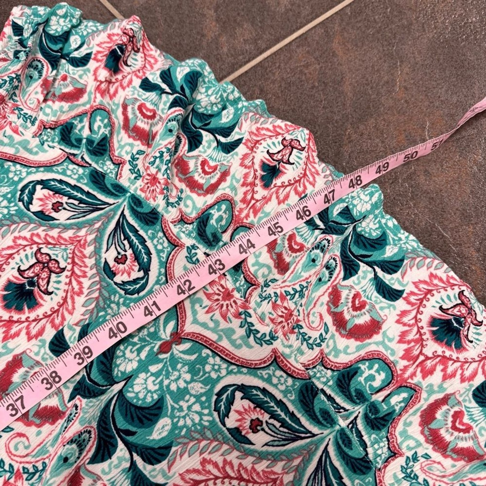 Fat Face Adele Mirrored Paisley 3/4 Sleeve Smocked Square Neck Midi Dress 8