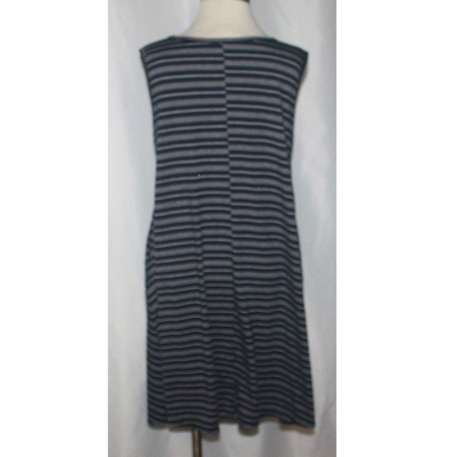 Honey&Lace Navy Blue & White Striped Tank Top Knee Length Dress w Pockets Size M