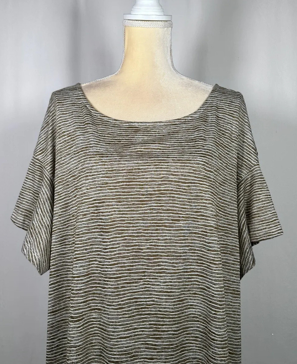 Ruby Rd Dress Slip On Shift Tunic Women 2X Short Sleeve Lounge Stretch Beige