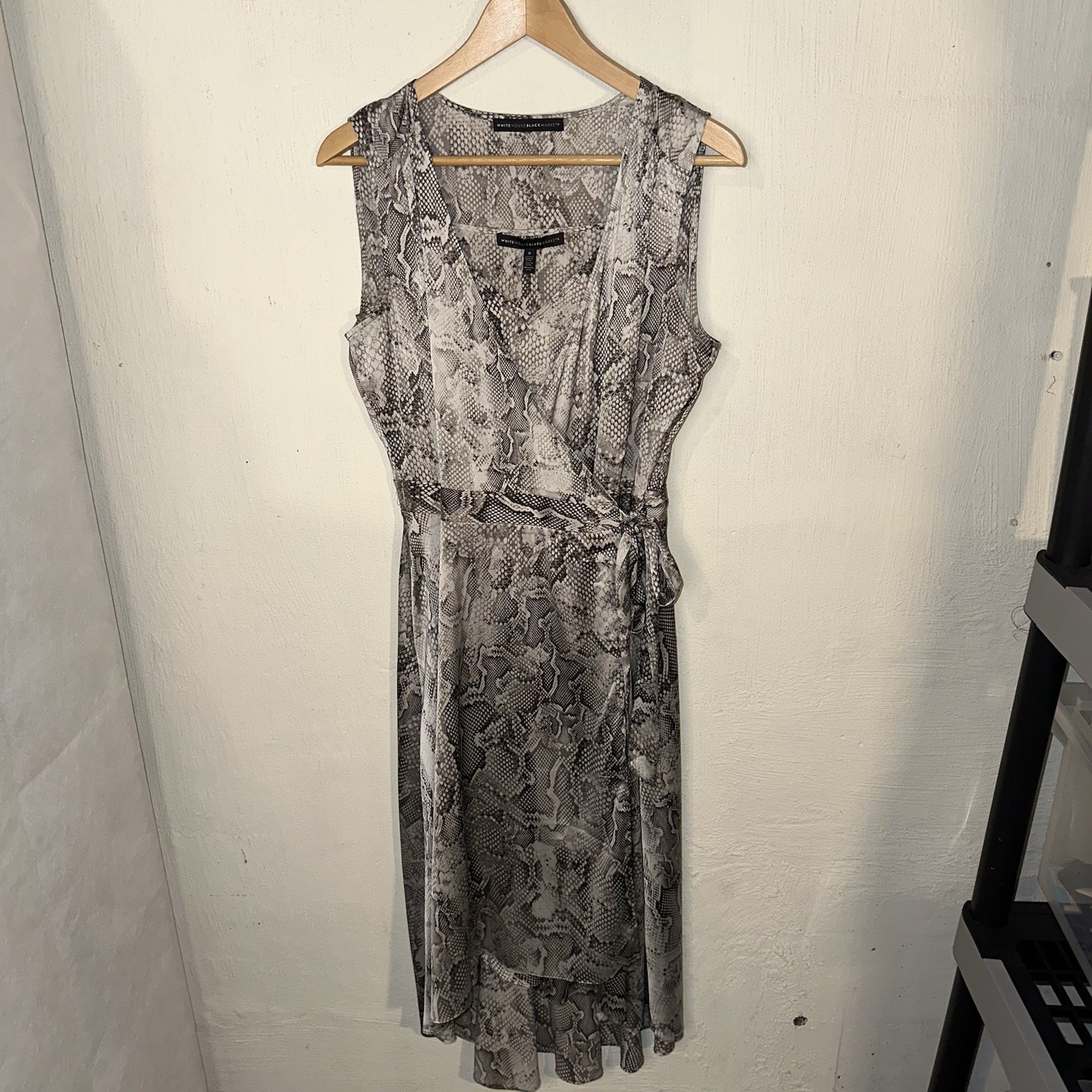 White House Black Market Two-piece Wrap Slip Dress Snakeskin Print Sz 8