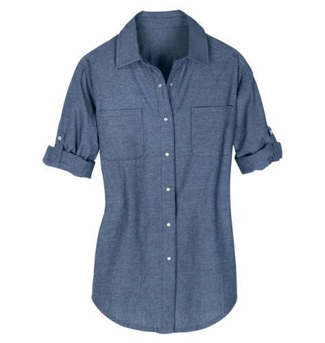 Women’s Chambray Chic 2 Pocket Top (Denim Blue) Size M / 38-40 – NEW!!!