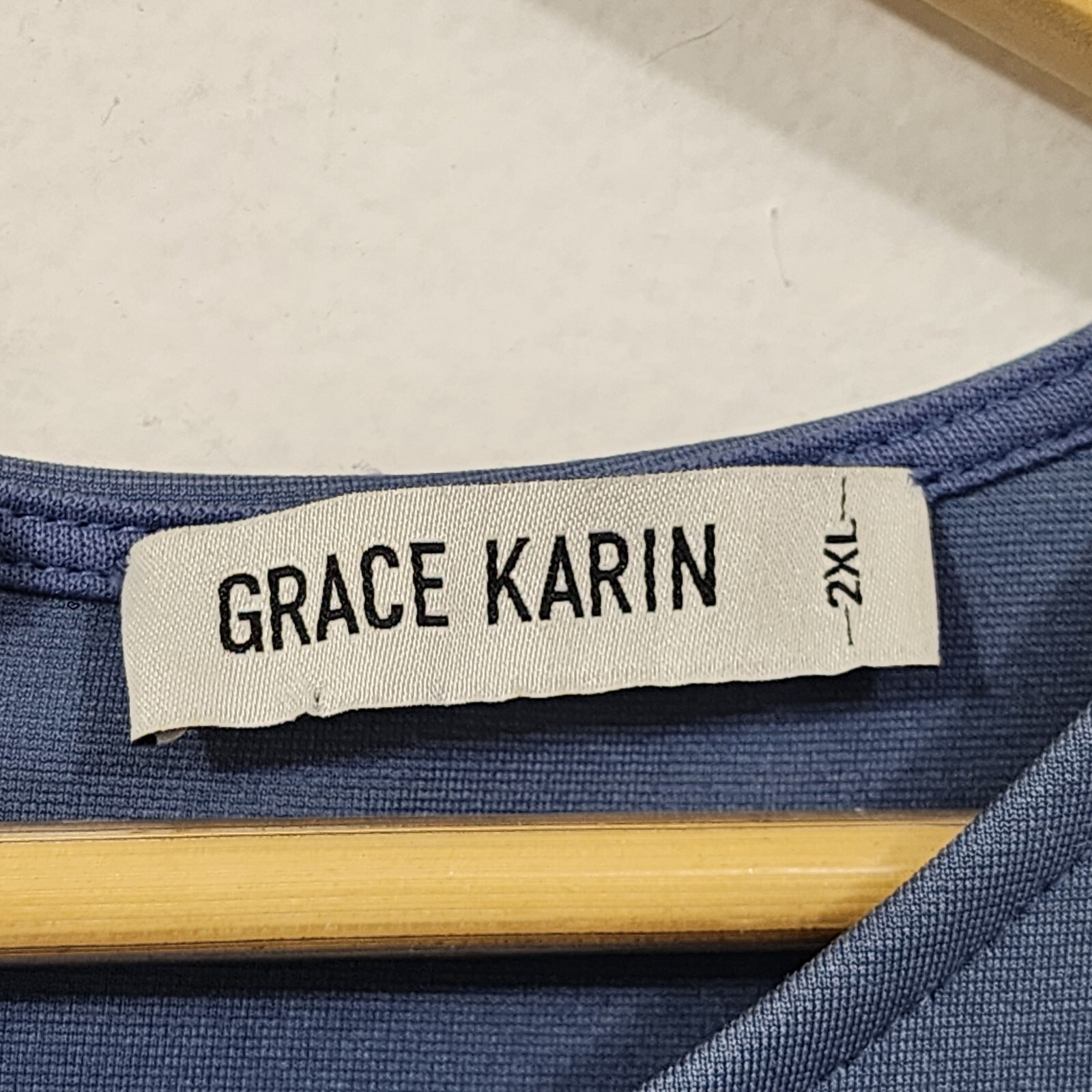 GRACE KARIN 3/4 Ruffle Sleeve Work Party Pencil Dress Blue Gray Plus Size 2XL