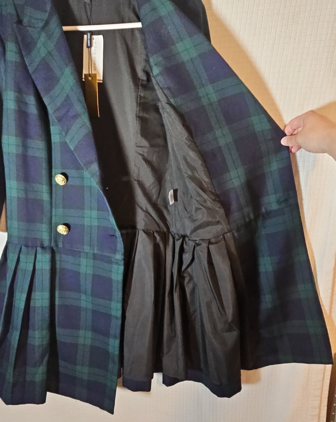 Alexia Admor Button Down Dress-Emerald Green Blue and Black Plaid-Size 6-NWT