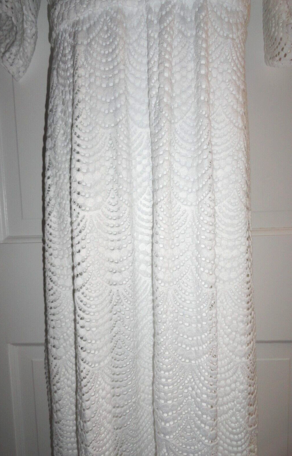 NWT LILLY PULITZER WHITE SCALLOPED SHELL LACE ELBOW LENGTH PARIGI MAXI DRESS XL