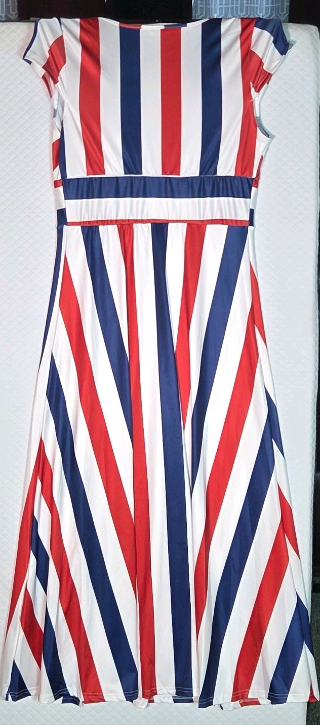 SHEIN Plus Size Summer Fashion Color Block Striped Dress 0XL (US 12)