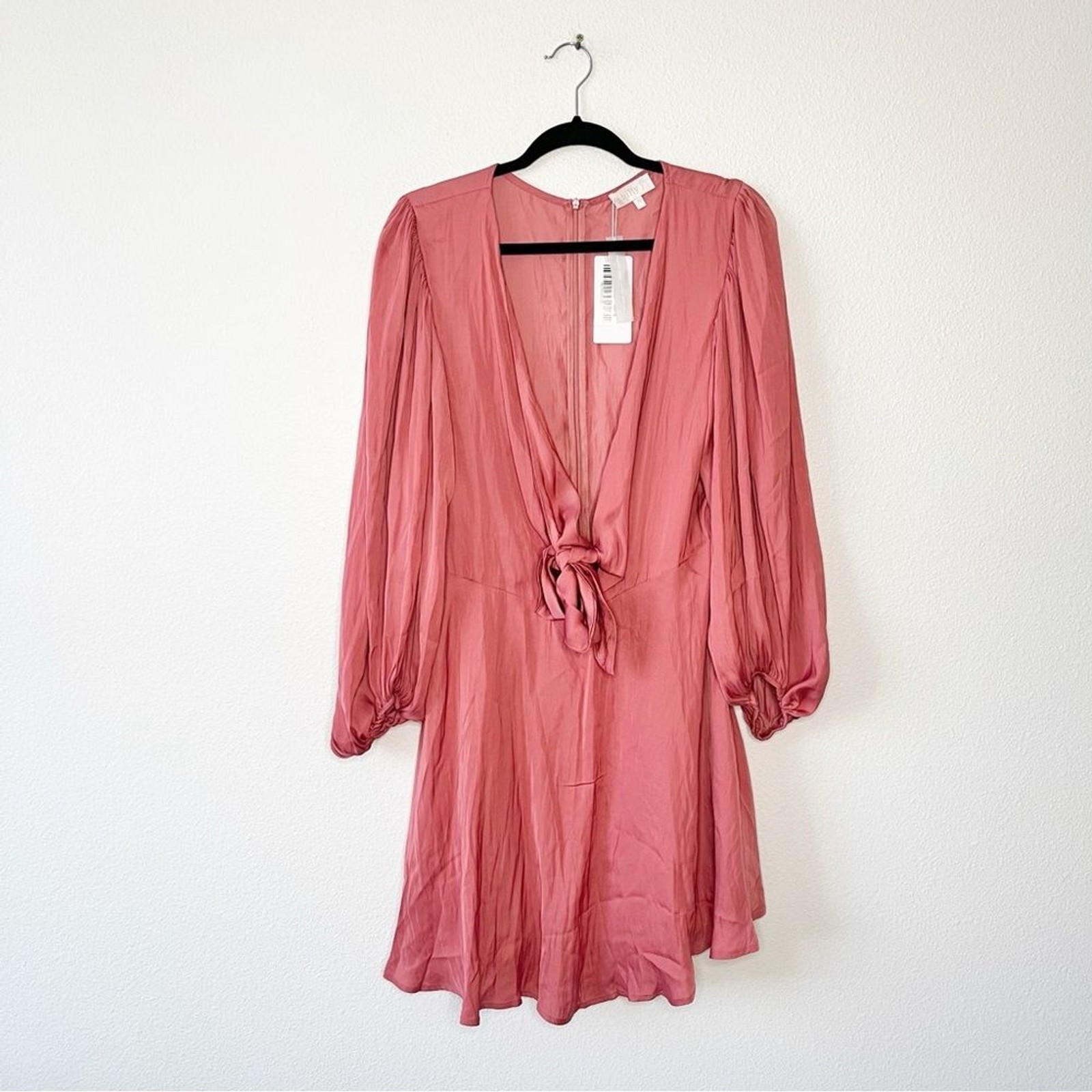 NWT Billy J Sola Satin A-line Mini Dress Long Sleeve in Baked Rose Size 16