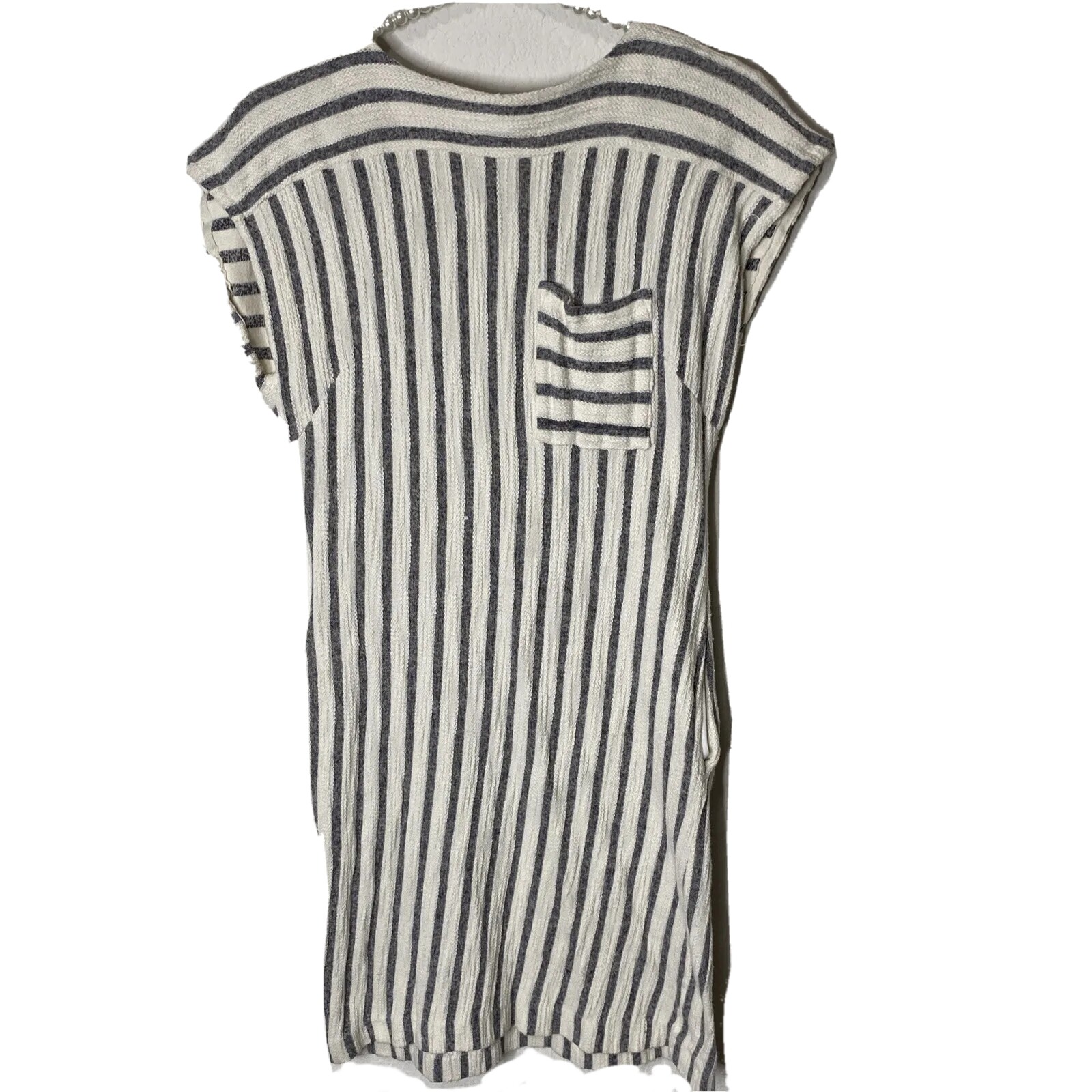 Olive & Oak Pencil Grey & White Striped Dress Fitted Half Zipper in Back Sz M