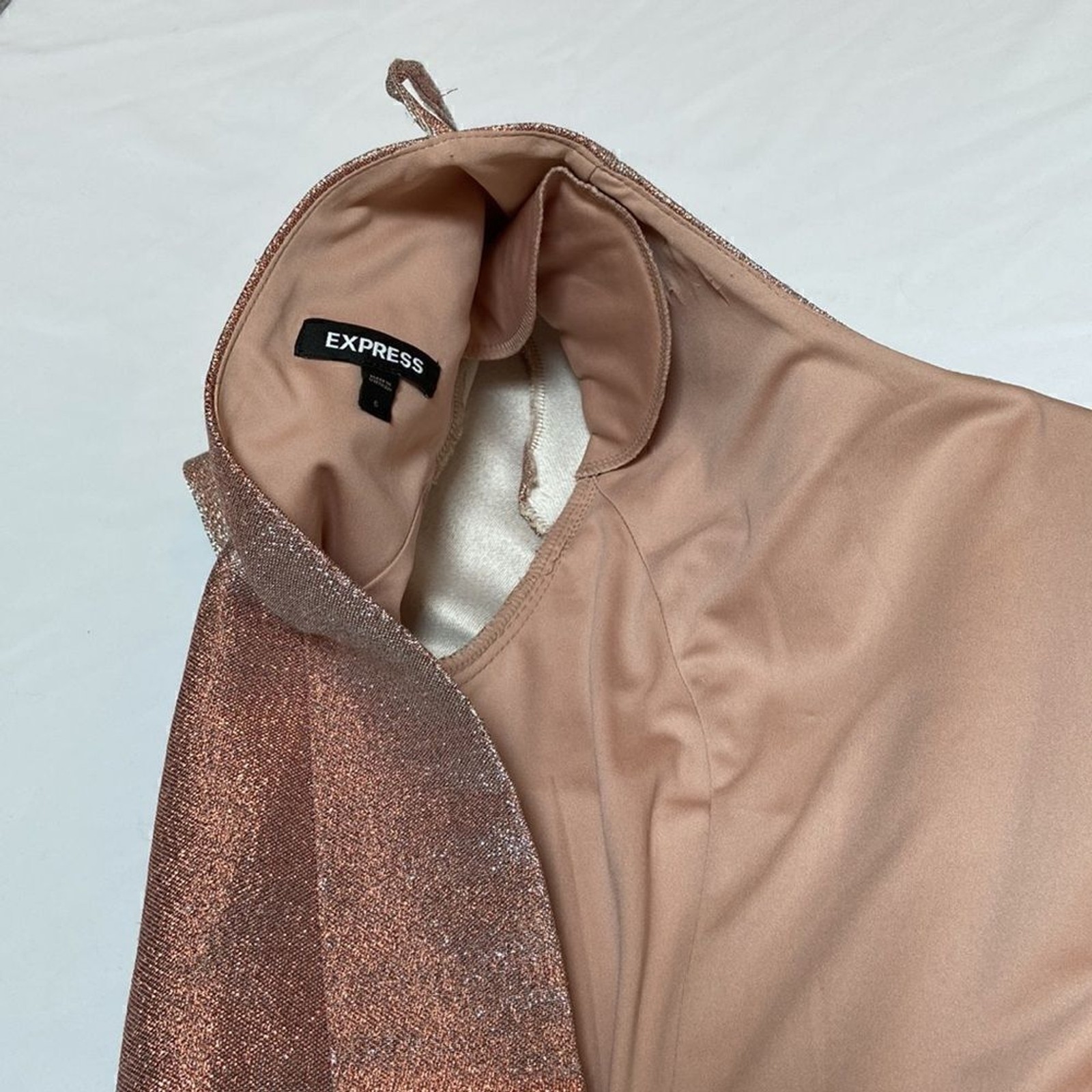 Express Rose Gold Metallic Shimmer Open Back