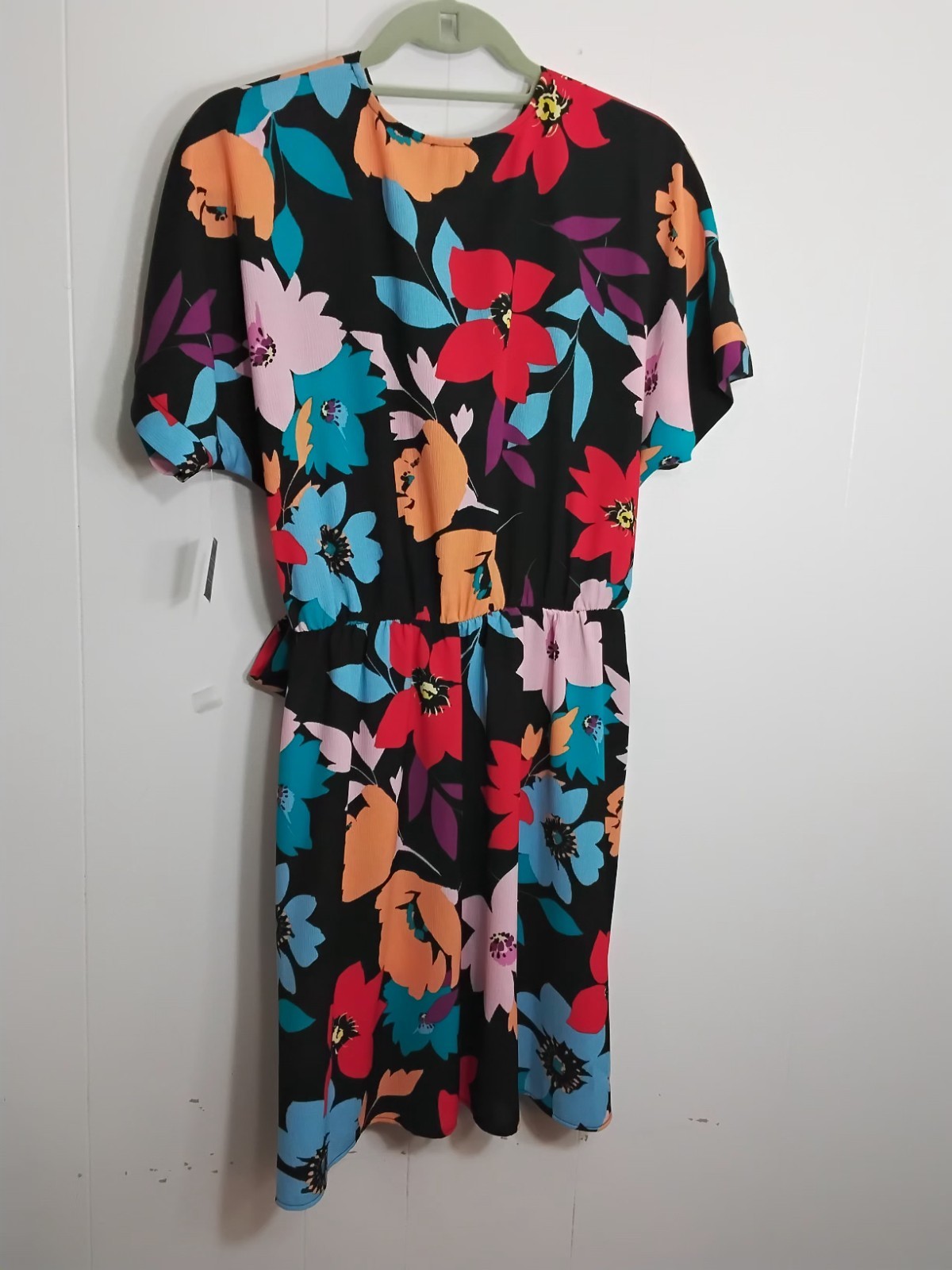 Simply Styled Dolman Rainbow Stripe Spring wrap Dress Size M