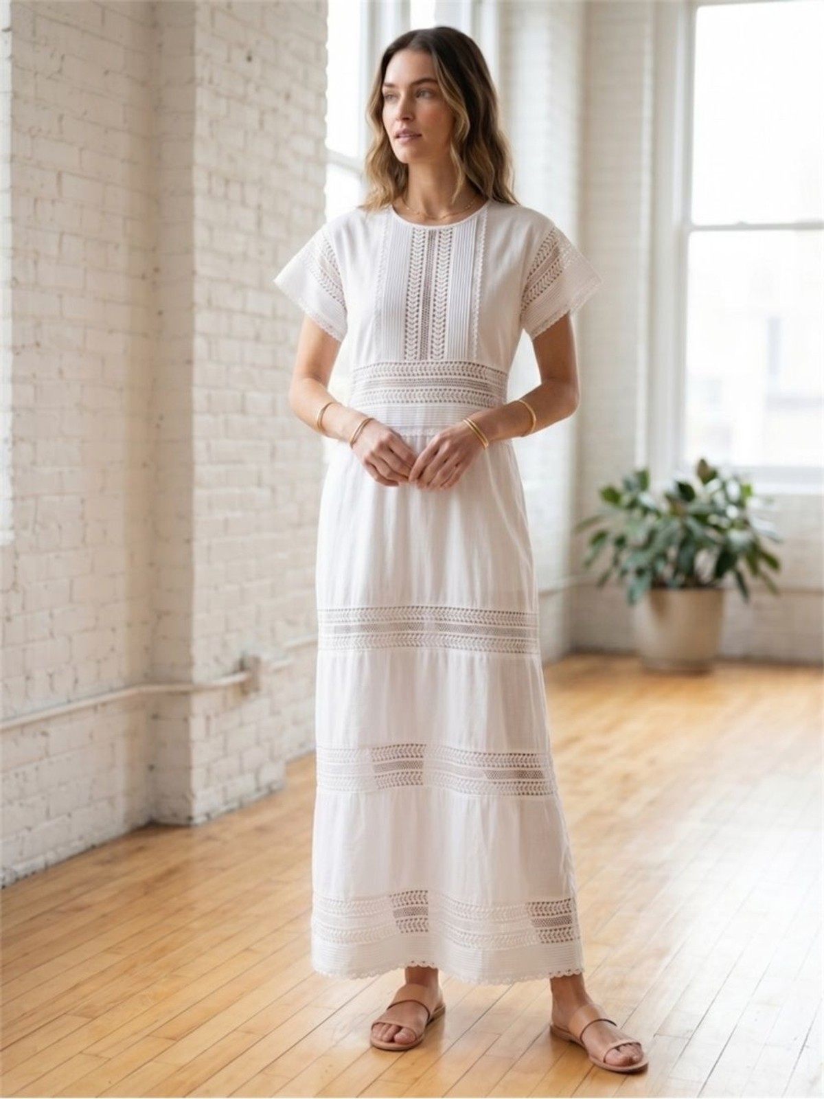 Banana Republic Auriene Lace Maxi Dress White Women’s Size Medium