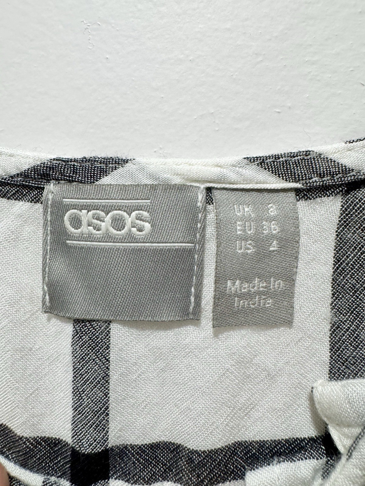 ASOS White Black Grid Check Midi Cami Dress Women’s Size 4 Sleeveless