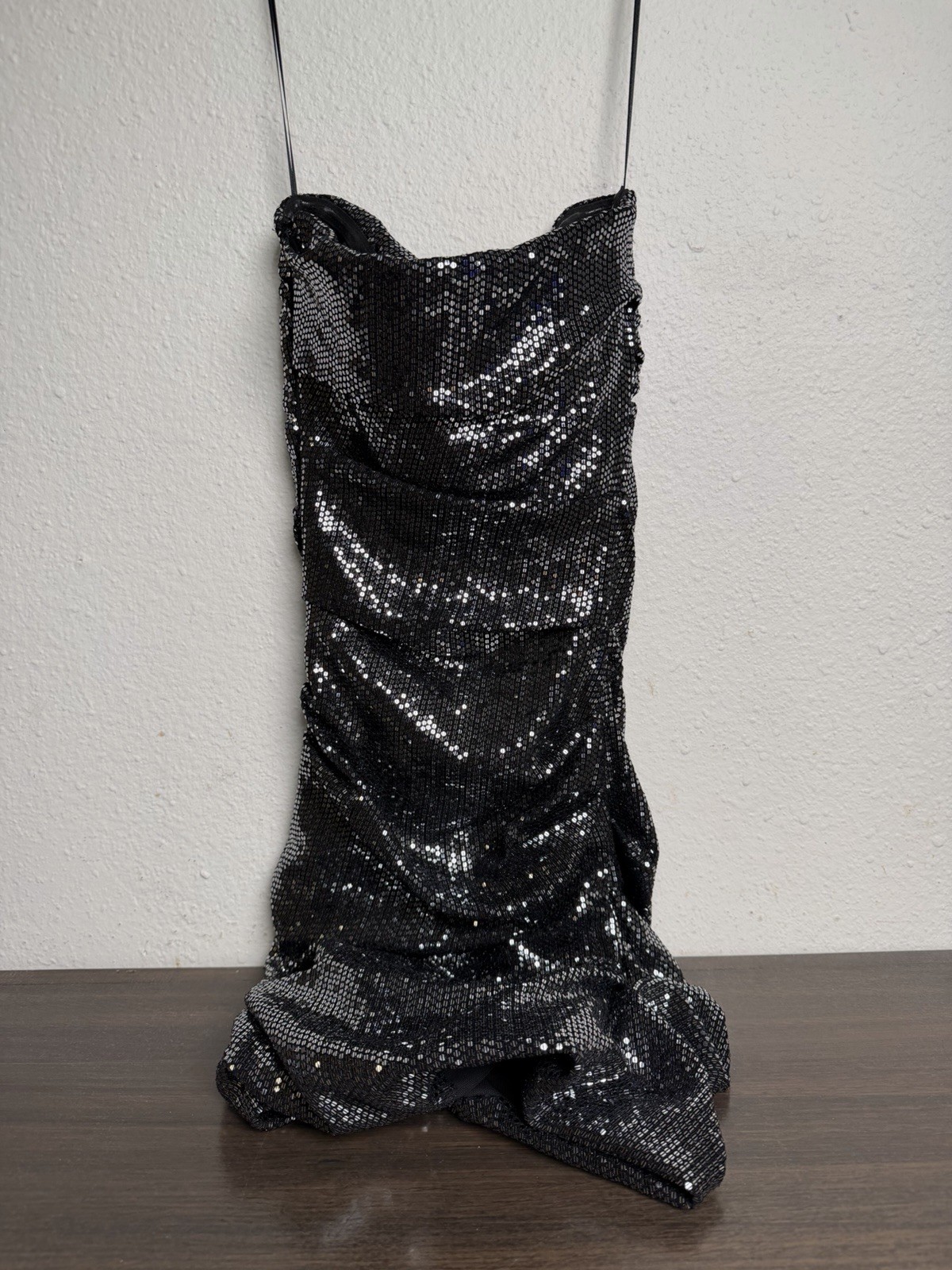 ba&sh Maelle Metallic Dot Sequin Ruched Strapless Mini Dress, Size 0 $345