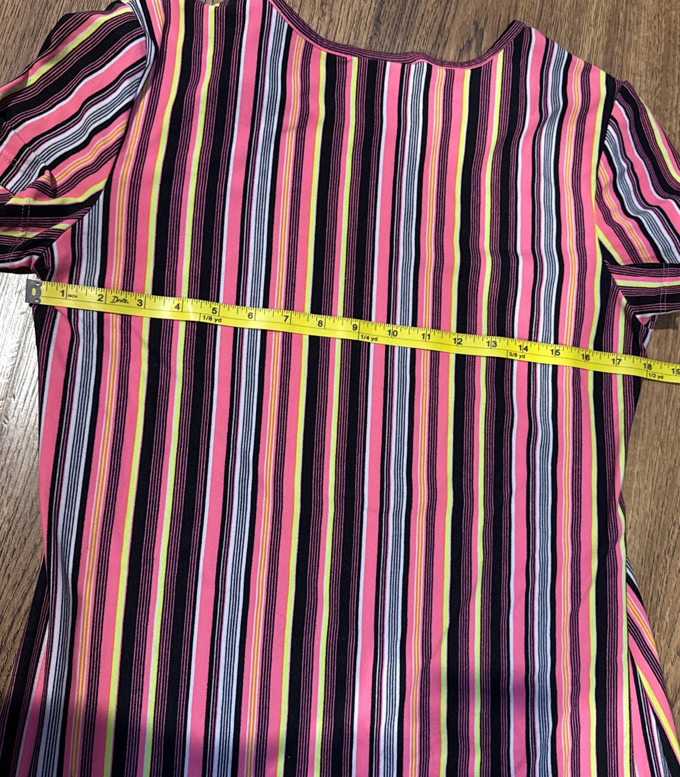 Women’s Comfortable Bright Colorful Striped T-shirt Dress SS Soft Medium