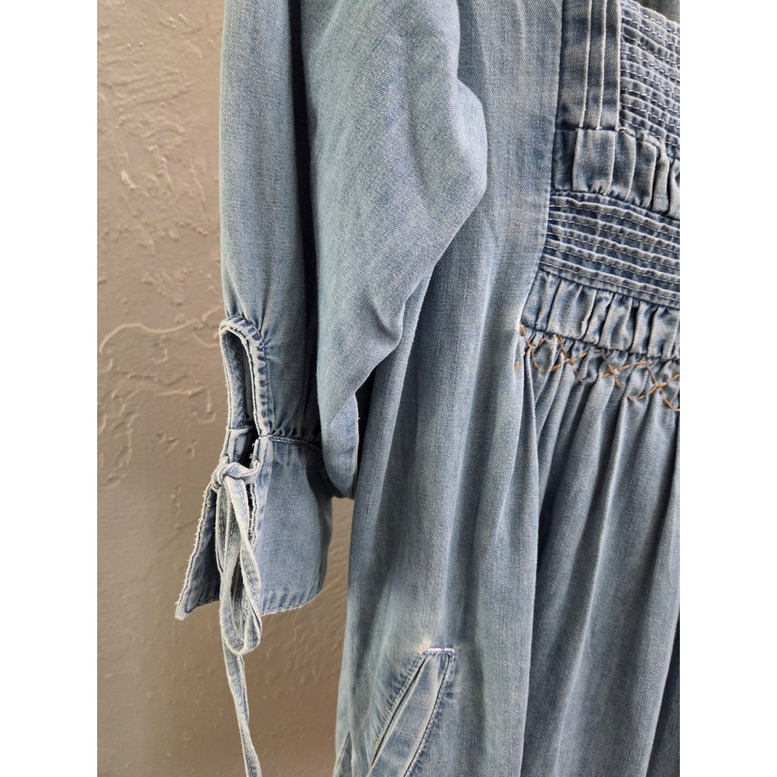 D108. Chambray Smocked Dress