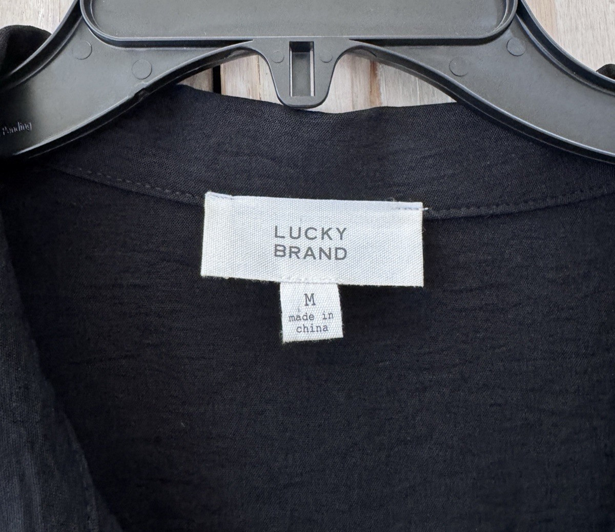NWOT Lucky Brand Black Rolled Cuff Cap Sleeves Elastic Tie Waist Dress Size Med