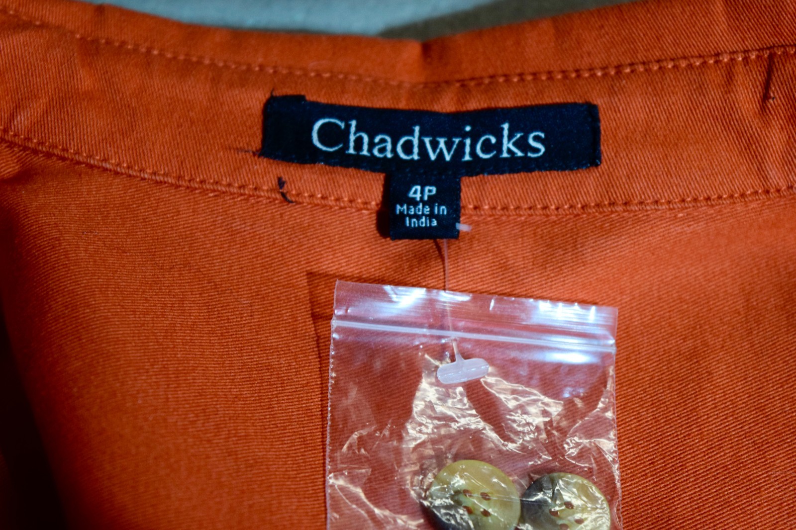 Chadwicks Petite Rust Orange Cotton Blend Button-Up Shirtdress | Size 4P